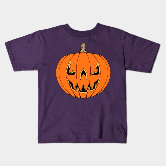 Scary Jack-o'-Lantern Halloween Design Kids T-Shirt by AzureLionProductions